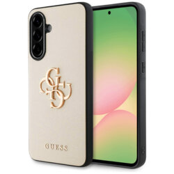 Husa originala Guess Samsung Galaxy A56 5G Hardcase 4G Grained Big and Classic Logo, bej, GUHCSA56PGT4MBE