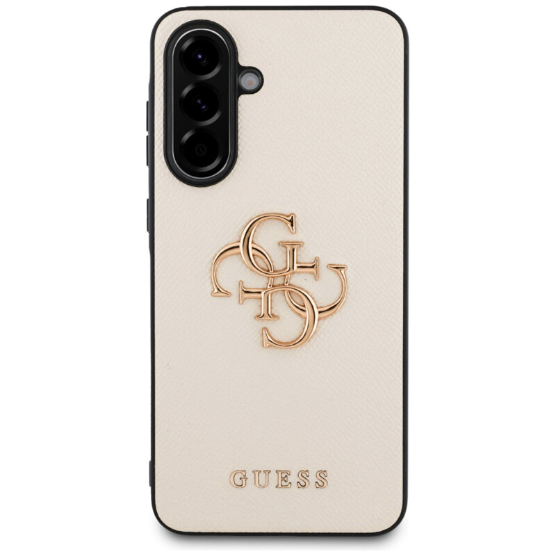 Husa originala Guess Samsung Galaxy A56 5G Hardcase 4G Grained Big and Classic Logo, bej, GUHCSA56PGT4MBE