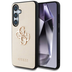Husa originala Guess Samsung Galaxy S25 Hardcase 4G Grained Big and Classic Logo, bej, GUHCS25SPGT4MBE