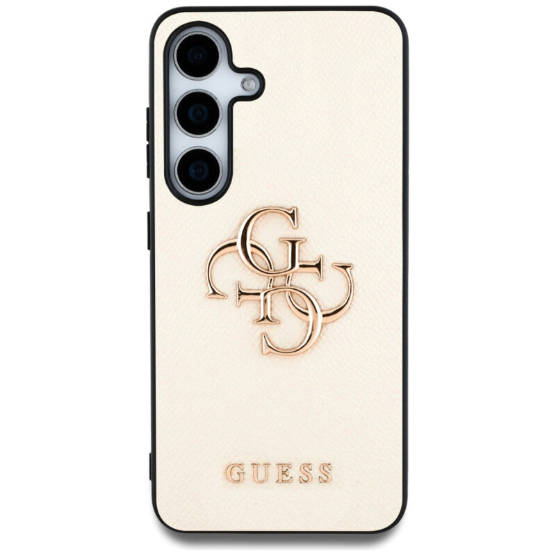 Husa originala Guess Samsung Galaxy S25 Hardcase 4G Grained Big and Classic Logo, bej, GUHCS25SPGT4MBE