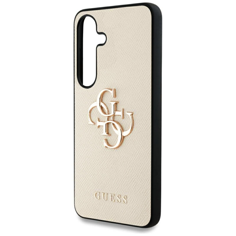 Husa originala Guess Samsung Galaxy S25 Hardcase 4G Grained Big and Classic Logo, bej, GUHCS25SPGT4MBE