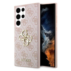 Husa originala Guess Samsung Galaxy S23 Ultra Hardcase 4G Big Metal Logo, roz, GUHCS23L4GMGPI