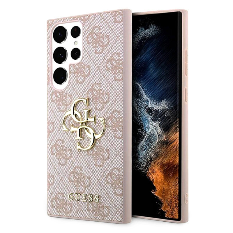 Husa originala Guess Samsung Galaxy S23 Ultra Hardcase 4G Big Metal Logo, roz, GUHCS23L4GMGPI