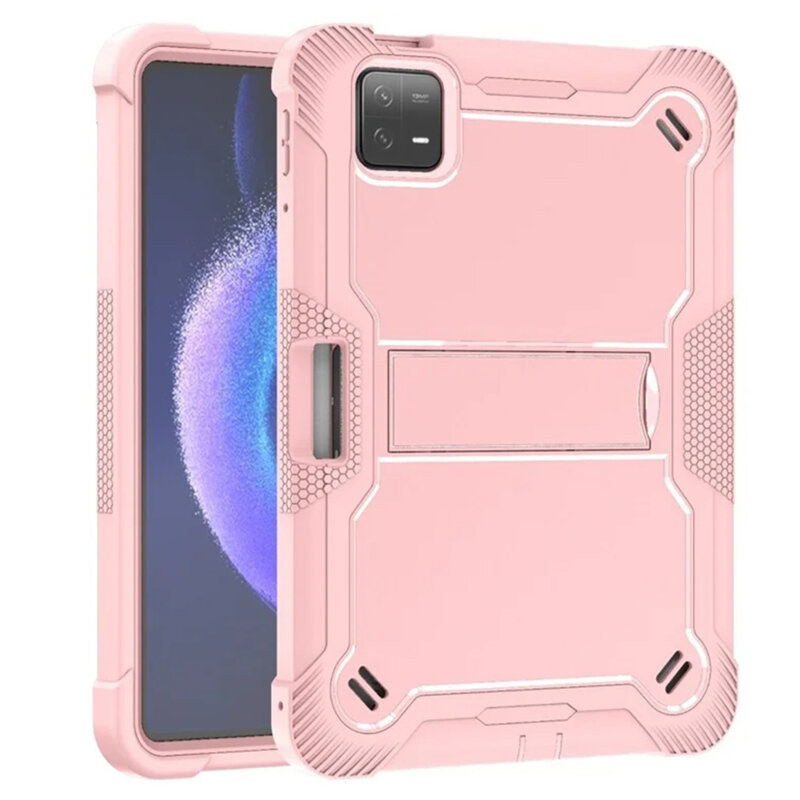 [Pachet 360°] Husa + folie sticla Xiaomi Pad 6 Techsuit Rugged TabShell, roz