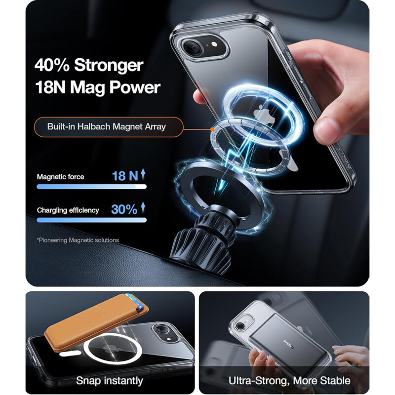 Husa iPhone 16e Torras Guardian Magnetic Series, transparenta