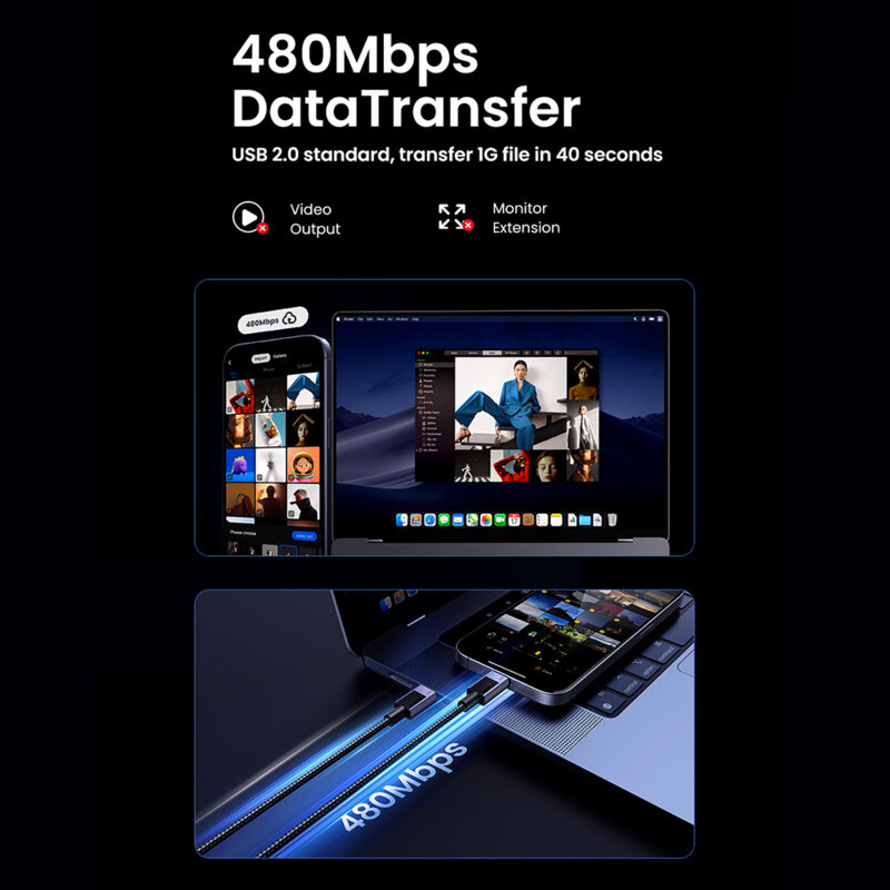 Cablu de date Type-C Ultra Fast Charge 240W, 1m Ugreen, gri, 45067