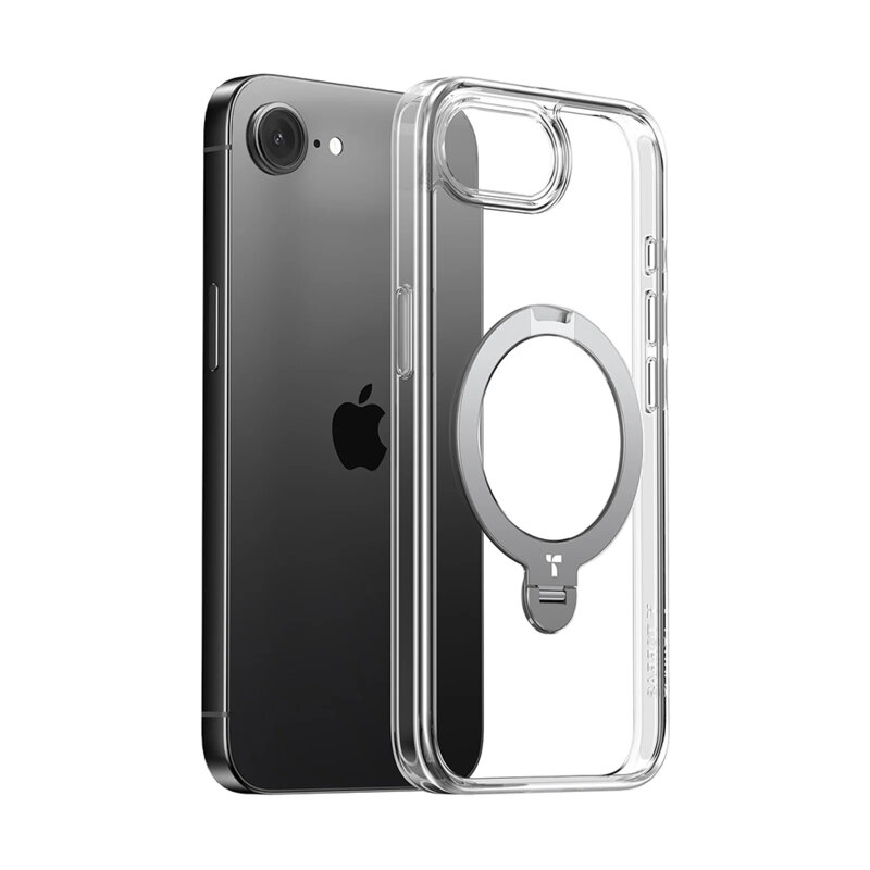 Husa iPhone 16e Torras Ostand Spin Series, transparenta
