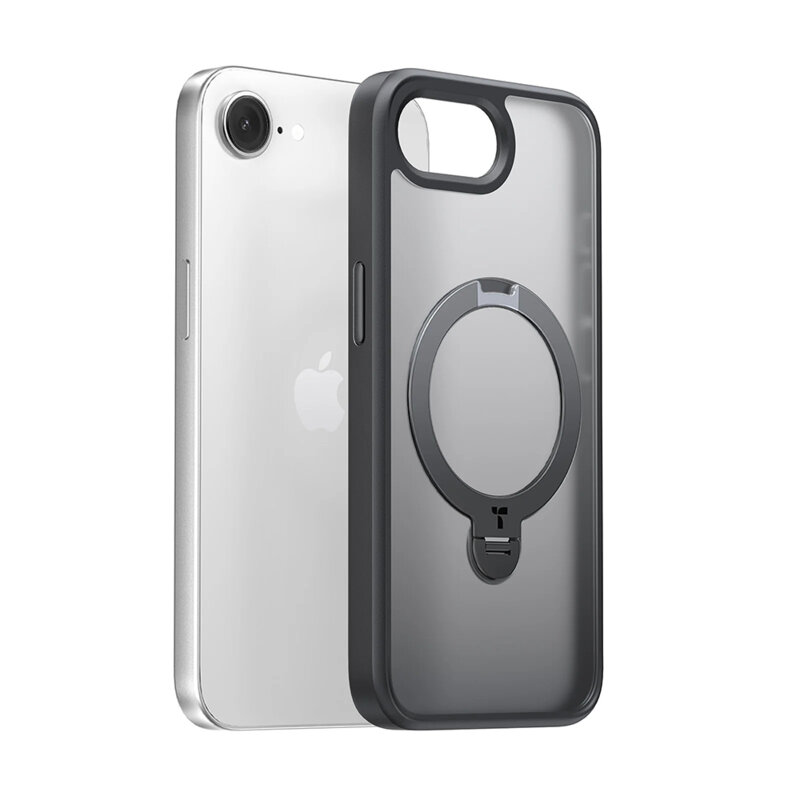 Husa iPhone 16e Torras Ostand Spin Series, negru