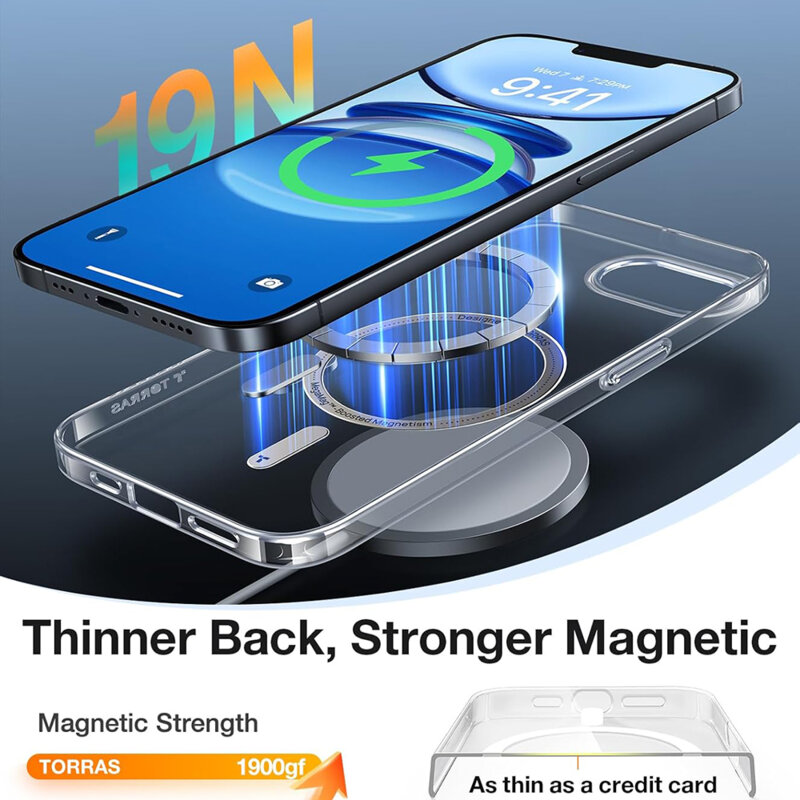 Husa iPhone 16e Torras OriginFit-Mag Series, transparent
