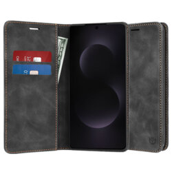 Husa piele Samsung Galaxy S25 Edge Techsuit Confy Cover, negru