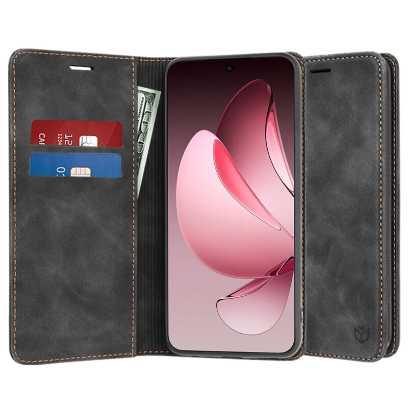 Husa piele Oppo Reno13 Pro Techsuit Confy Cover, negru