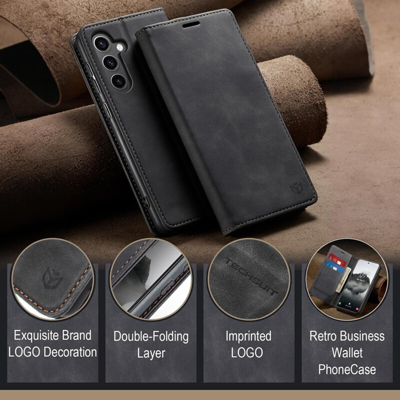 Husa piele Oppo Reno13 Techsuit Confy Cover, negru