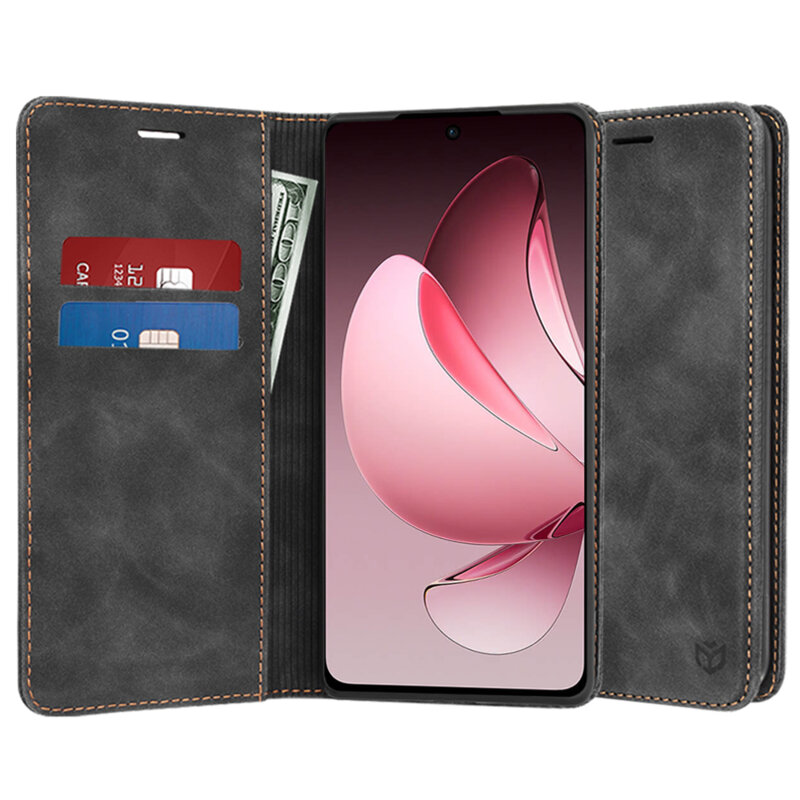 Husa piele Oppo Reno13 F 4G Techsuit Confy Cover, negru