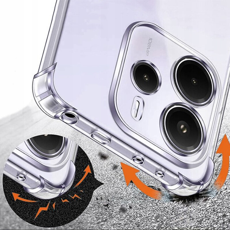 Husa Xiaomi Redmi Note 14 4G (Standard) Techsuit Shockproof Clear Silicone, transparenta