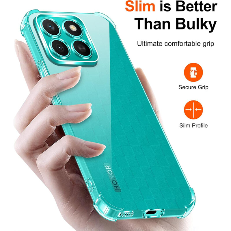 Husa Honor X8c Techsuit Shockproof Clear Silicone, transparenta