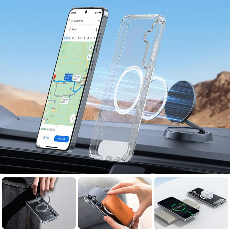 Husa Samsung Galaxy S25 Plus Torras Pstand MagSafe, transparenta