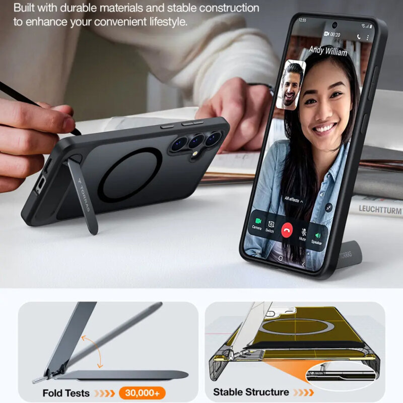 Husa Samsung Galaxy S25 Torras Pstand MagSafe, negru