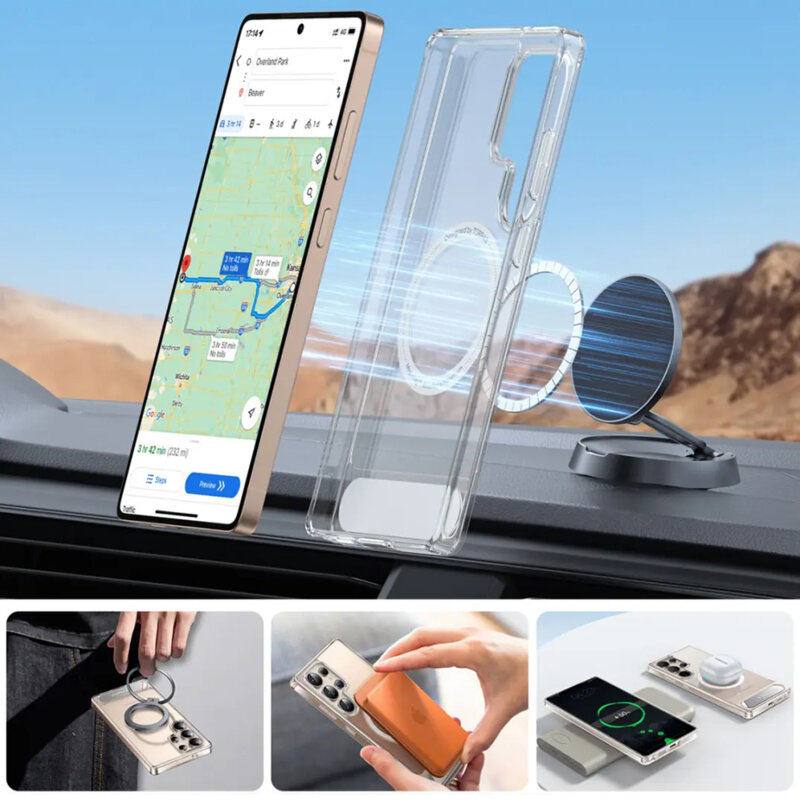 Husa Samsung Galaxy S25 Ultra Torras Pstand MagSafe, transparenta