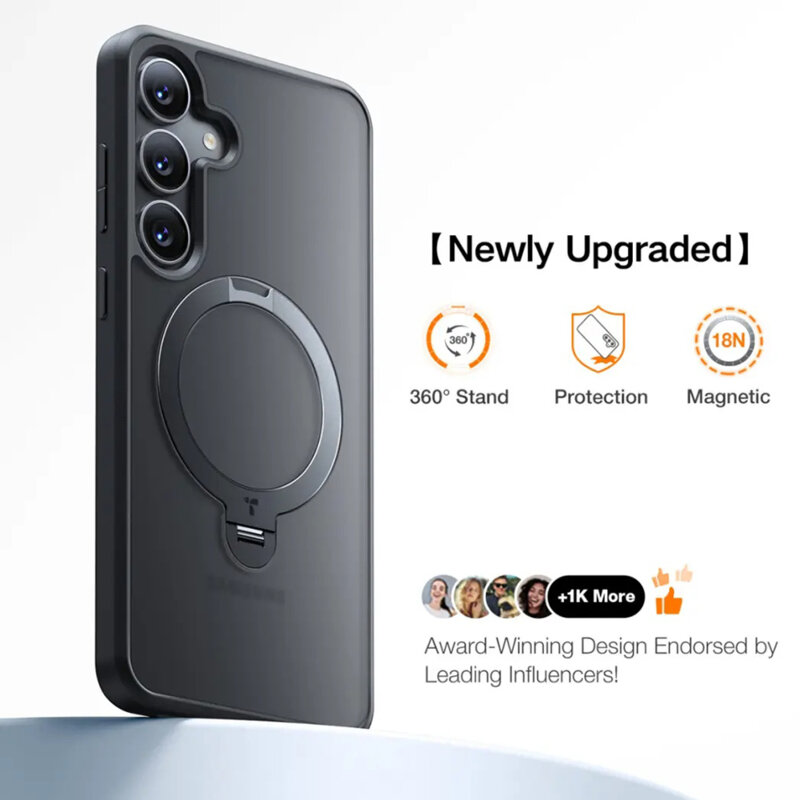 Husa Samsung Galaxy S25 Torras Ostand Spin MagSafe Series, negru