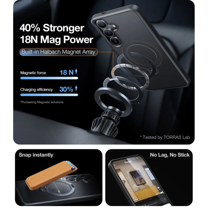 Husa Samsung Galaxy S25 Torras Ostand Spin MagSafe Series, negru