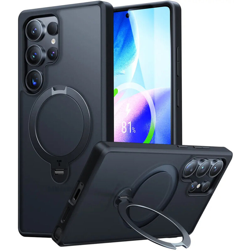 Husa Samsung Galaxy S25 Ultra Torras Ostand Spin Series, negru