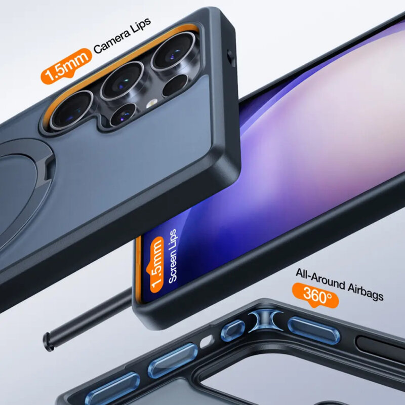 Husa Samsung Galaxy S25 Ultra Torras Ostand MagSafe Series, transparenta