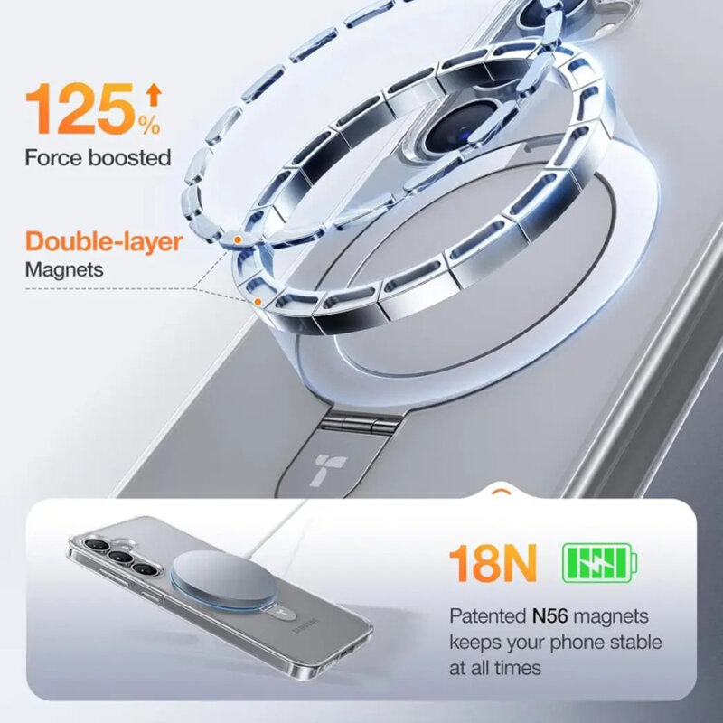 Husa Samsung Galaxy S25 Torras Ostand MagSafe Series, transparenta