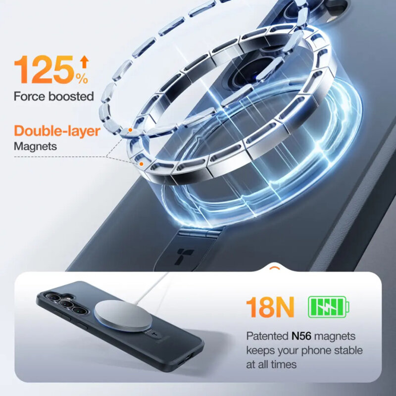 Husa Samsung Galaxy S25 Torras Ostand MagSafe Series, negru