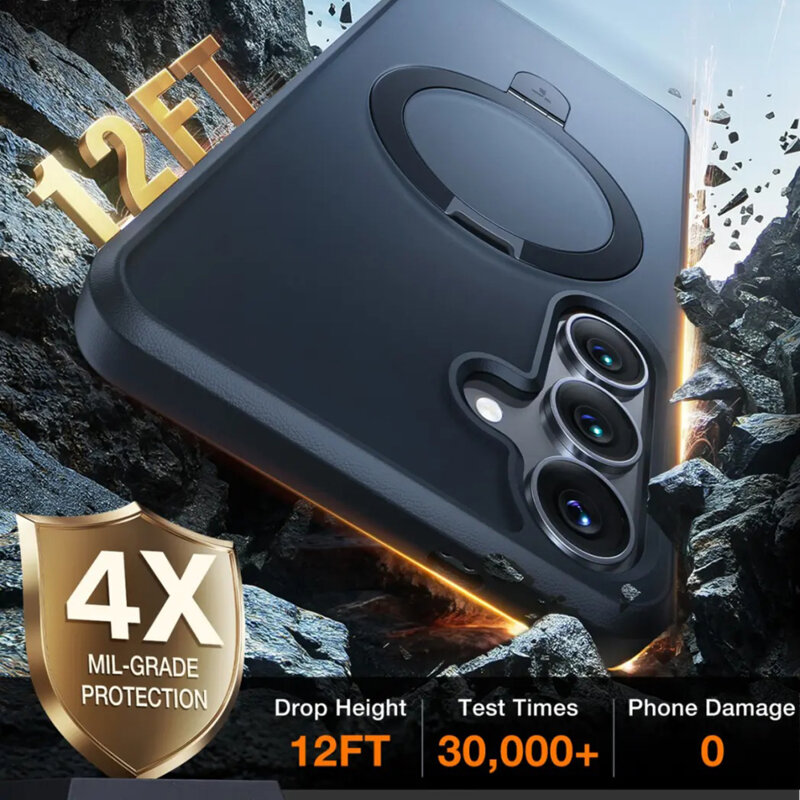 Husa Samsung Galaxy S25 Torras Ostand MagSafe Series, negru