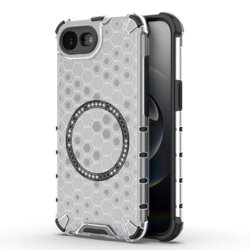 Husa transparenta iPhone 16e Techsuit HoneyComb Shield MagSafe, alb