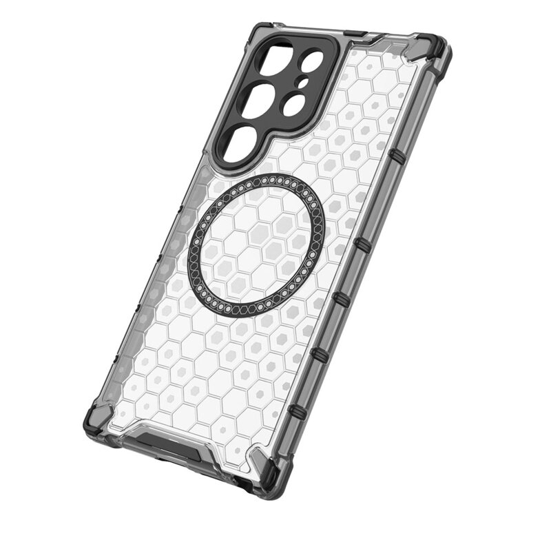 Husa transparenta Samsung Galaxy S24 Ultra Techsuit HoneyComb Shield MagSafe, alb