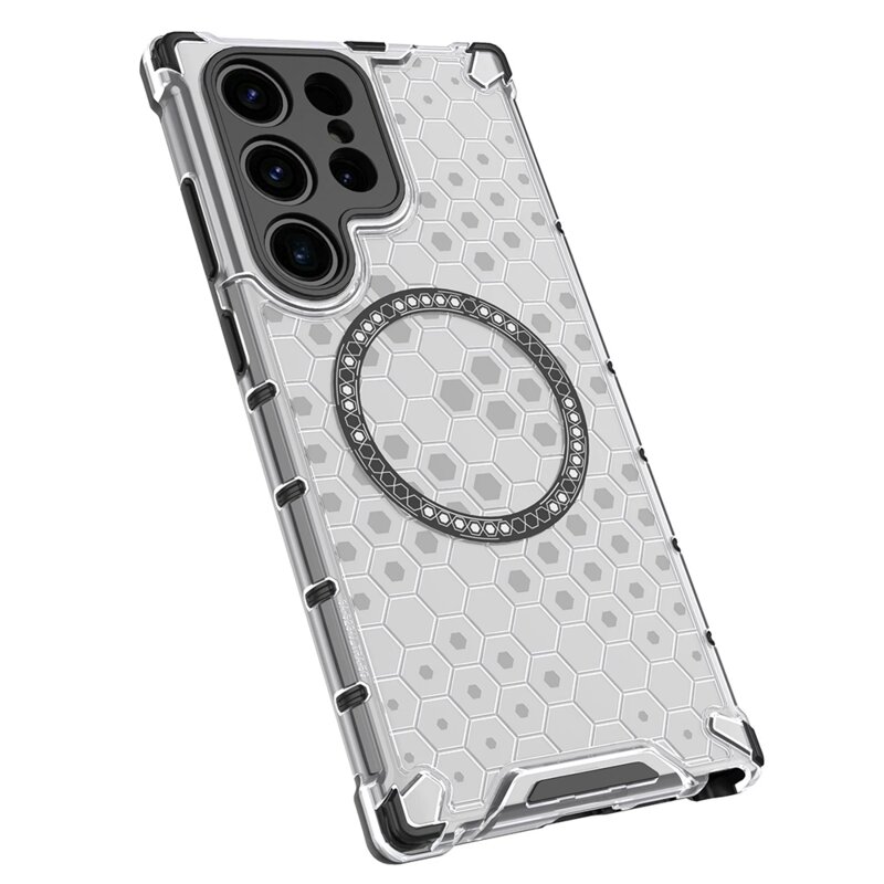 Husa transparenta Samsung Galaxy S24 Ultra Techsuit HoneyComb Shield MagSafe, negru