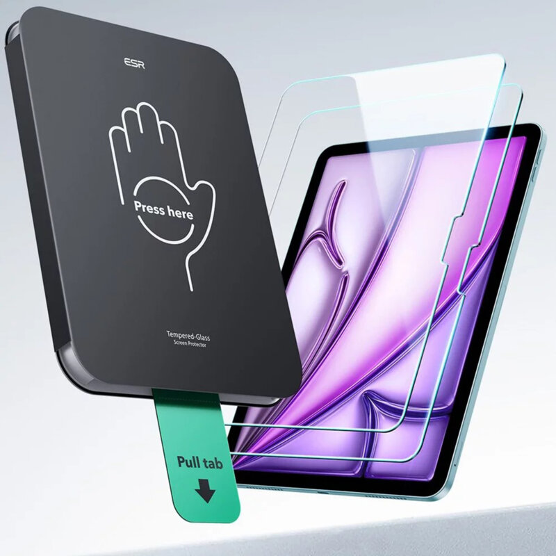 [Pachet 2x] Folie sticla iPad Air 13 (2025) ESR Tempered Glass Screen Protector UltraFit Tray, transparenta