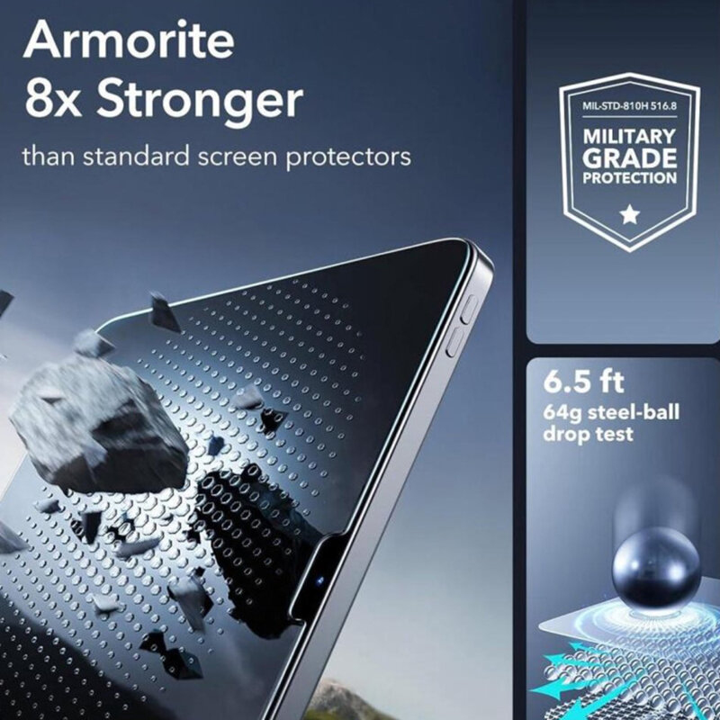 [Pachet 2x] Folie sticla iPad Air 13 (2025) ESR Armorite Screen Protector UltraFit Tray, transparenta