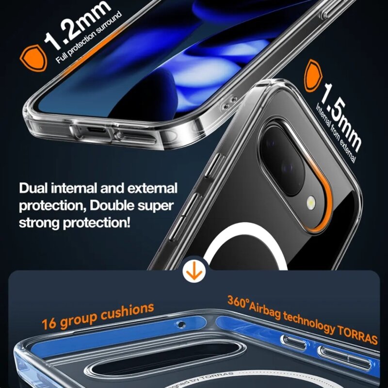 Husa Google Pixel 9a Torras Diamond MagSafe Series, transparenta