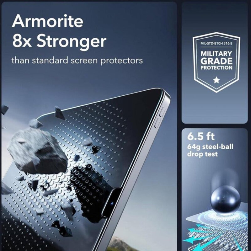 [Pachet 2x] Folie sticla iPad Air 11 (2024) ESR Armorite Screen Protector UltraFit Tray, transparenta