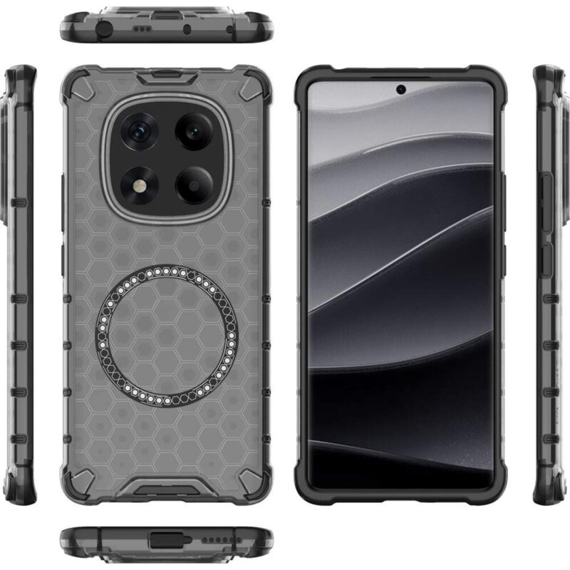Husa transparenta Xiaomi Redmi Note 14 Pro 4G Techsuit HoneyComb Shield MagSafe, negru