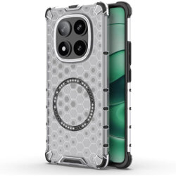 Husa transparenta Xiaomi Redmi Note 14 Pro 5G Techsuit HoneyComb Shield MagSafe, alb