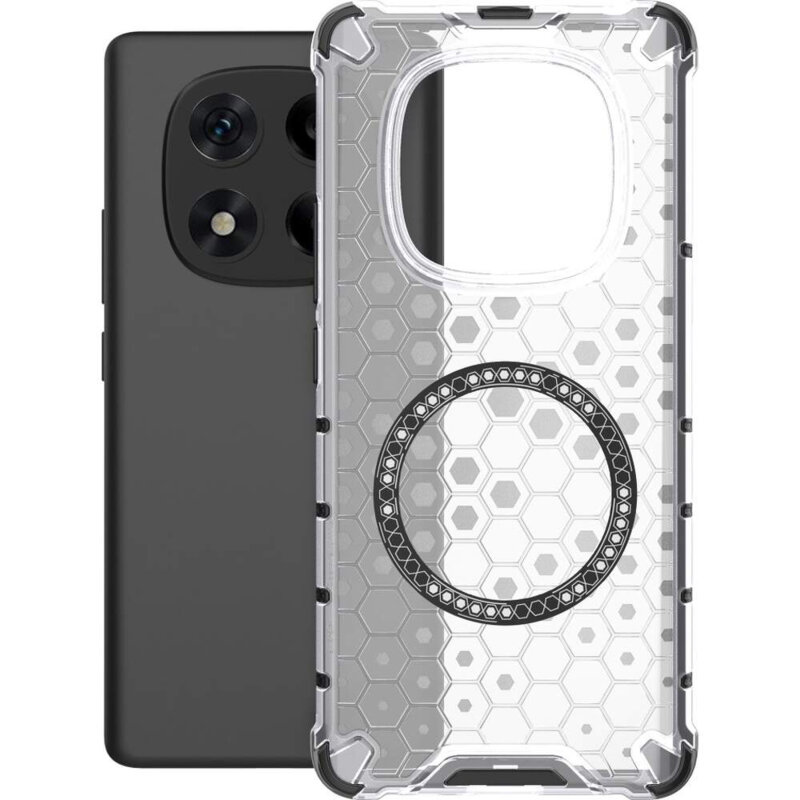 Husa transparenta Xiaomi Redmi Note 14 Pro 5G Techsuit HoneyComb Shield MagSafe, alb