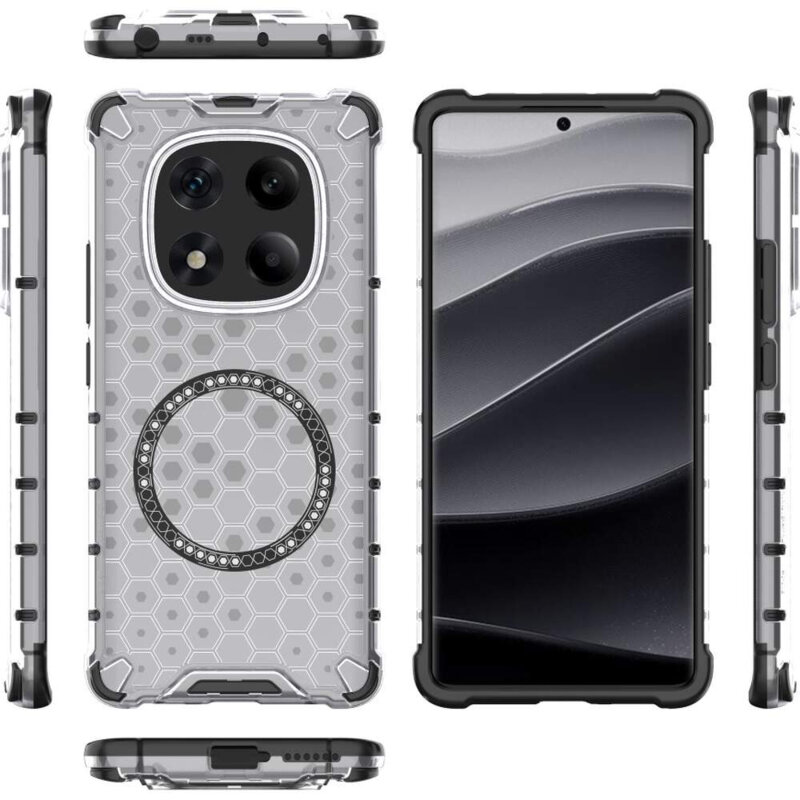 Husa transparenta Xiaomi Poco X7 Techsuit HoneyComb Shield MagSafe, alb