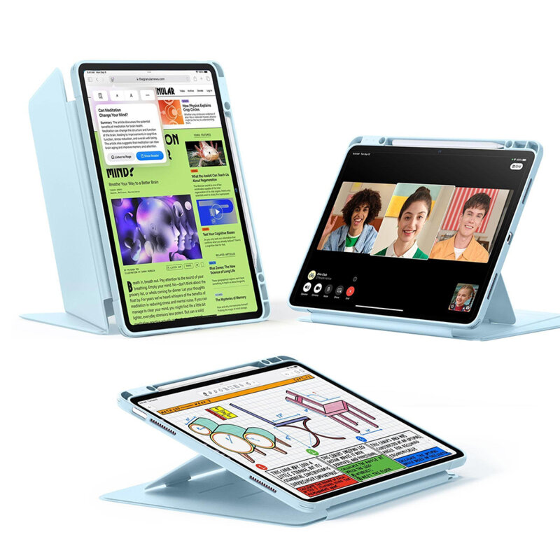 Husa iPad Air 13 (2024) ESR Flip Hybrid Pen, albastru
