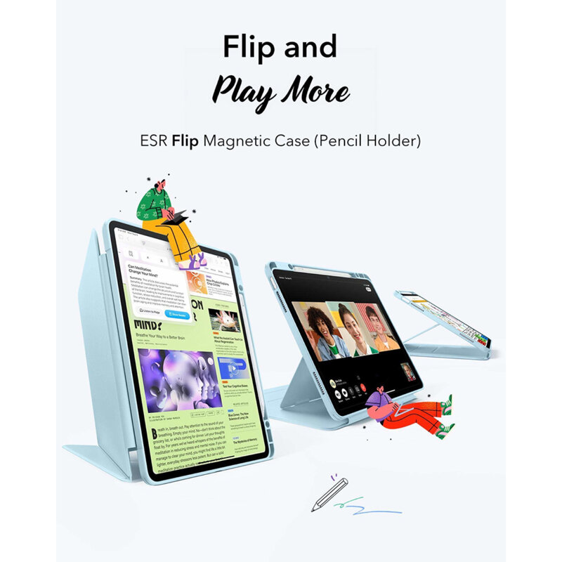 Husa iPad Air 13 (2025) ESR Flip Hybrid, albastru