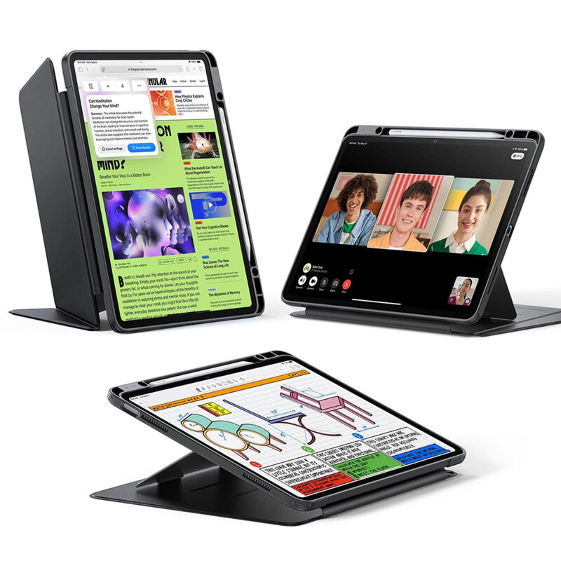 Husa iPad Air 13 (2024) ESR Flip Hybrid Pen, negru