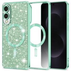 Husa premium Samsung Galaxy S25 Edge Techsuit Luxury Glitter MagSafe, verde deschis