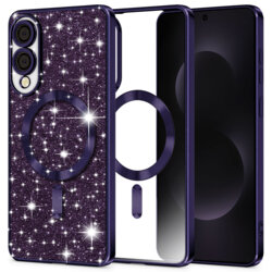 Husa premium Samsung Galaxy S25 Edge Techsuit Luxury Glitter MagSafe, mov
