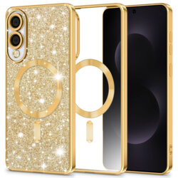 Husa premium Samsung Galaxy S25 Edge Techsuit Luxury Glitter MagSafe, auriu
