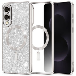 Husa premium Samsung Galaxy S25 Edge Techsuit Luxury Glitter MagSafe, argintiu