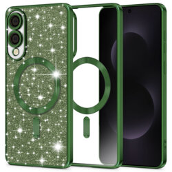 Husa premium Samsung Galaxy S25 Edge Techsuit Luxury Glitter MagSafe, verde