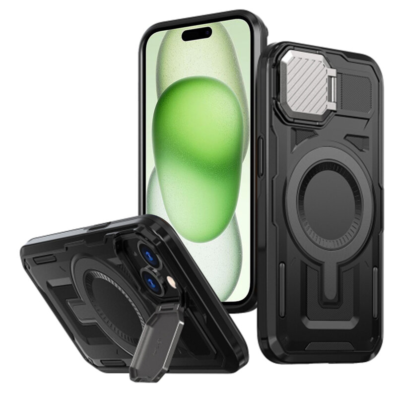 Husa iPhone 15 Plus protectie camera Techsuit CamVault MagSafe, negru