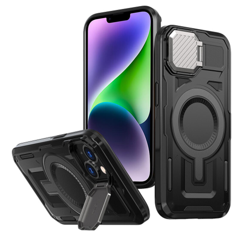 Husa iPhone 14 Plus protectie camera Techsuit CamVault MagSafe, negru